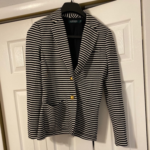 Ralph Lauren Stripe Cotton Blazer with Gold Buttons - Picture 1 of 8